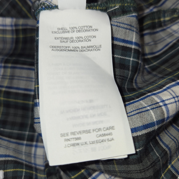 J Crew Womens XS Plaid Button Up Shirt Sequins Green Blue Round Hem Lace Casual - Picture 10 of 11